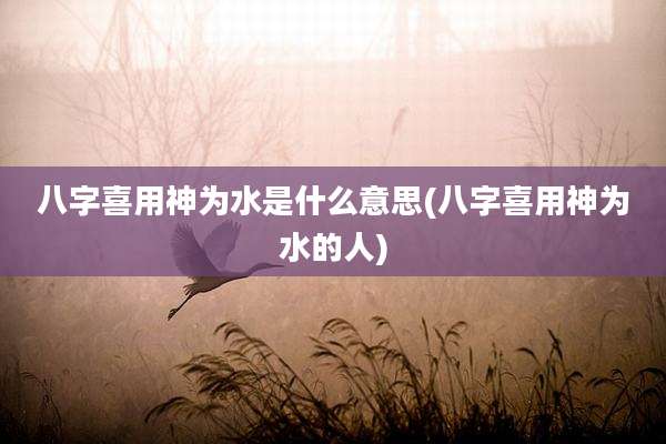 八字喜用神为水是什么意思(八字喜用神为水的人)