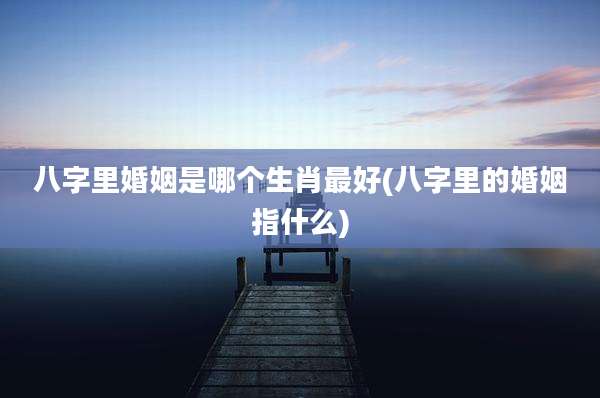 八字里婚姻是哪个生肖最好(八字里的婚姻指什么)