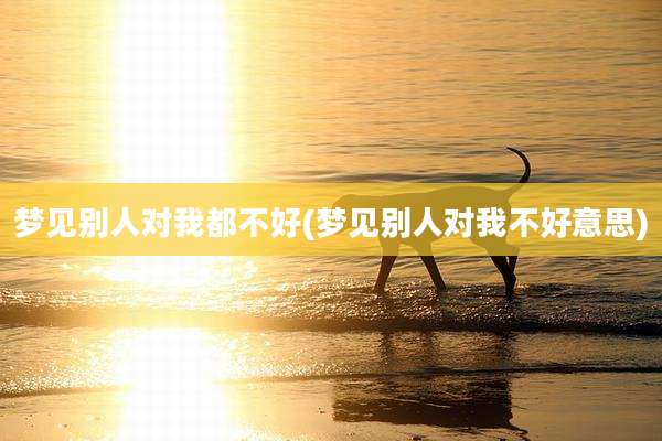 梦见别人对我都不好(梦见别人对我不好意思)