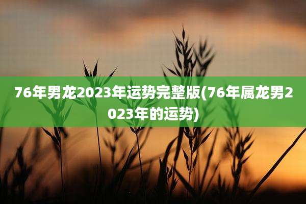 76年男龙2023年运势完整版(76年属龙男2023年的运势)