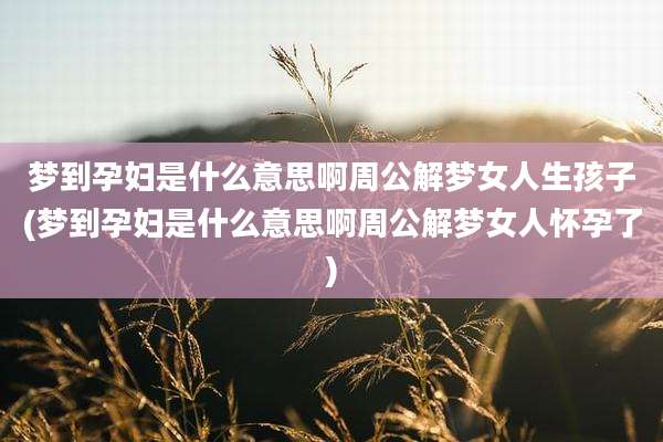 梦到孕妇是什么意思啊周公解梦女人生孩子(梦到孕妇是什么意思啊周公解梦女人怀孕了)