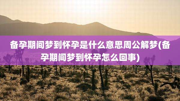 备孕期间梦到怀孕是什么意思周公解梦(备孕期间梦到怀孕怎么回事)