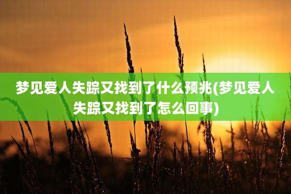 梦见爱人失踪又找到了什么预兆(梦见爱人失踪又找到了怎么回事)