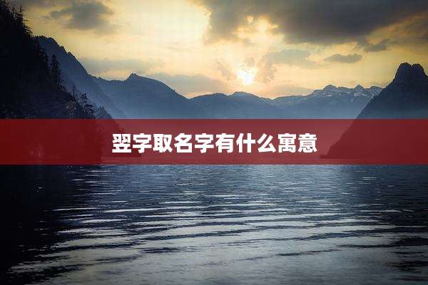 翌字取名字有什么寓意