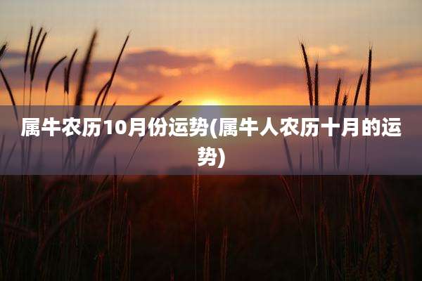 属牛农历10月份运势(属牛人农历十月的运势)