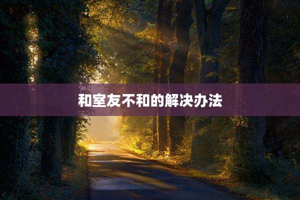 和室友不和的解决办法
