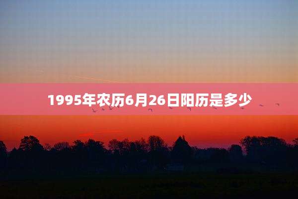 1995年农历6月26日阳历是多少
