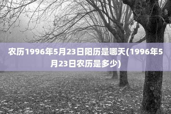 农历1996年5月23日阳历是哪天(1996年5月23日农历是多少)
