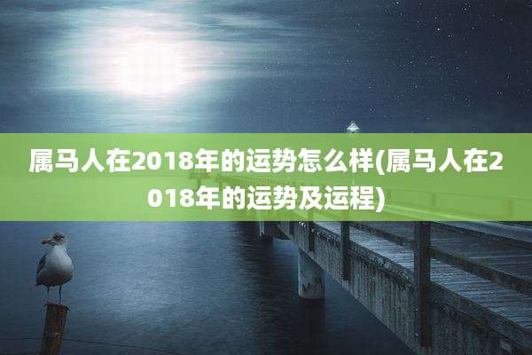 属马人在2018年的运势怎么样(属马人在2018年的运势及运程)