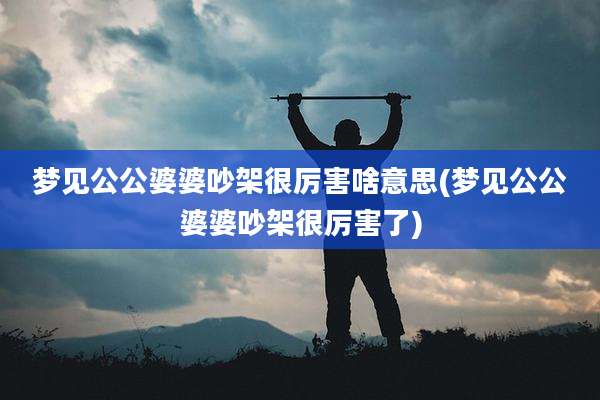 梦见公公婆婆吵架很厉害啥意思(梦见公公婆婆吵架很厉害了)