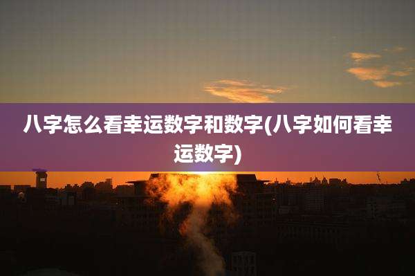 八字怎么看幸运数字和数字(八字如何看幸运数字)