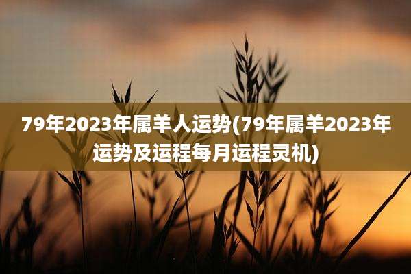 79年2023年属羊人运势(79年属羊2023年运势及运程每月运程灵机)