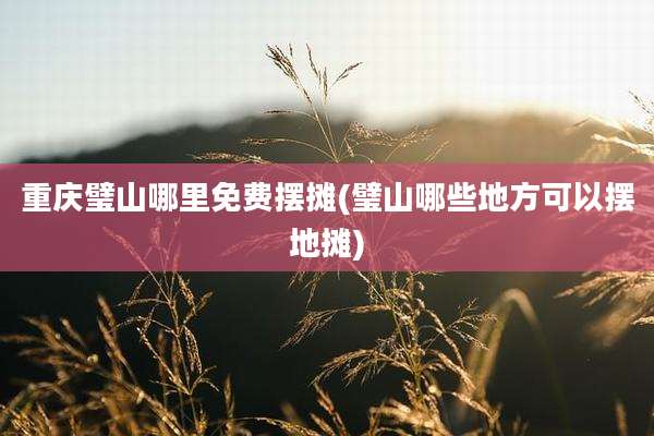 重庆璧山哪里免费摆摊(璧山哪些地方可以摆地摊)