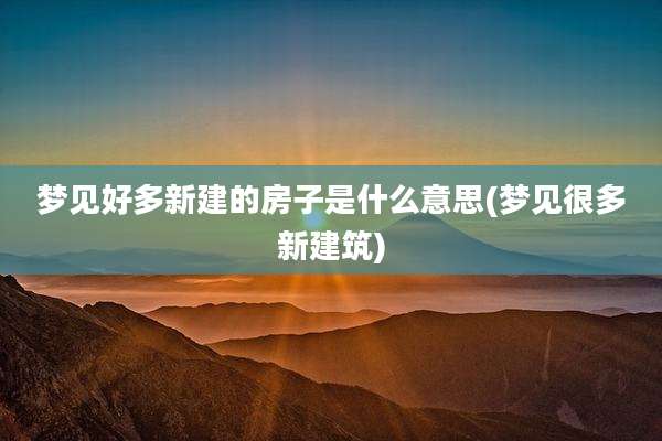 梦见好多新建的房子是什么意思(梦见很多新建筑)