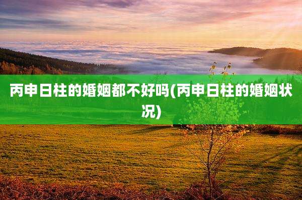 丙申日柱的婚姻都不好吗(丙申日柱的婚姻状况)