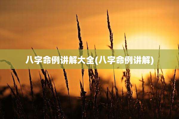 八字命例讲解大全(八字命例讲解)