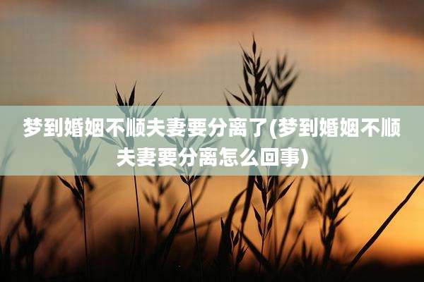 梦到婚姻不顺夫妻要分离了(梦到婚姻不顺夫妻要分离怎么回事)