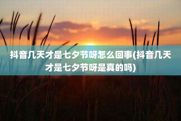 抖音几天才是七夕节呀怎么回事(抖音几天才是七夕节呀是真的吗)