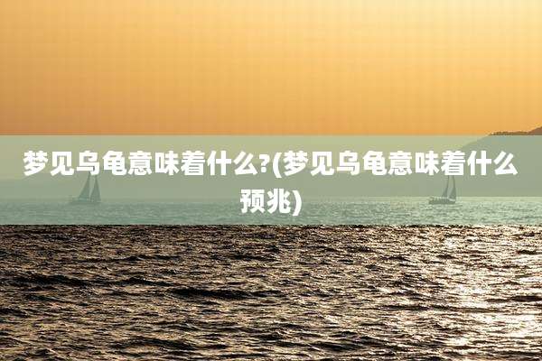 梦见乌龟意味着什么?(梦见乌龟意味着什么预兆)