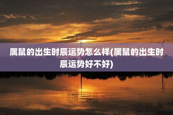 属鼠的出生时辰运势怎么样(属鼠的出生时辰运势好不好)