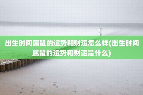出生时间属鼠的运势和财运怎么样(出生时间属鼠的运势和财运是什么)