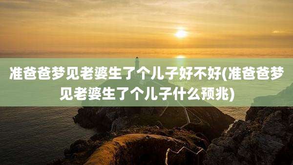 准爸爸梦见老婆生了个儿子好不好(准爸爸梦见老婆生了个儿子什么预兆)