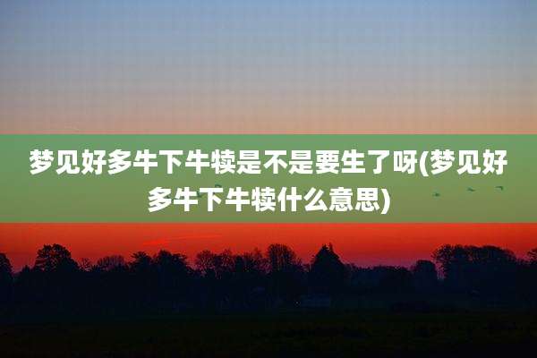 梦见好多牛下牛犊是不是要生了呀(梦见好多牛下牛犊什么意思)