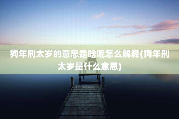 狗年刑太岁的意思是啥呢怎么解释(狗年刑太岁是什么意思)