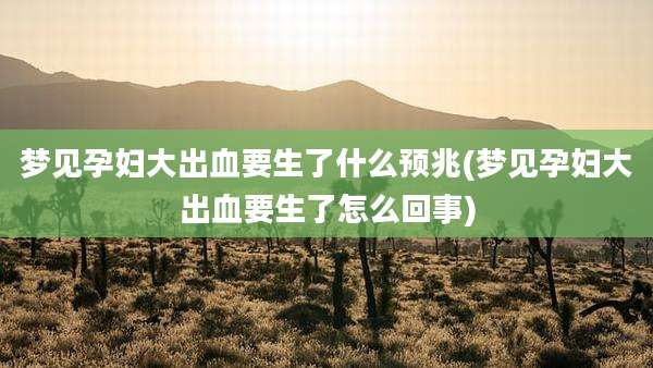 梦见孕妇大出血要生了什么预兆(梦见孕妇大出血要生了怎么回事)