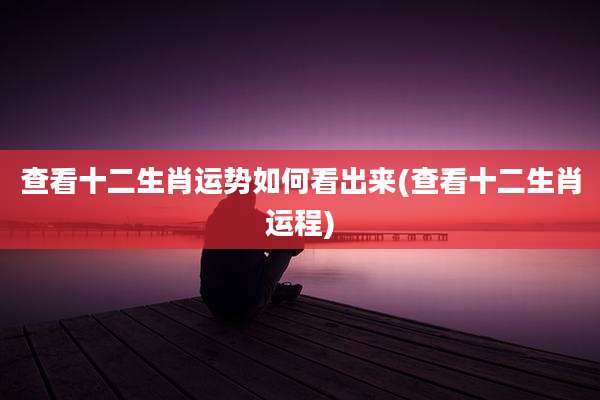 查看十二生肖运势如何看出来(查看十二生肖运程)
