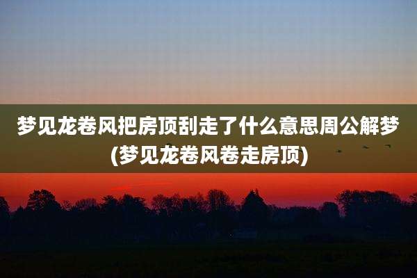 梦见龙卷风把房顶刮走了什么意思周公解梦(梦见龙卷风卷走房顶)