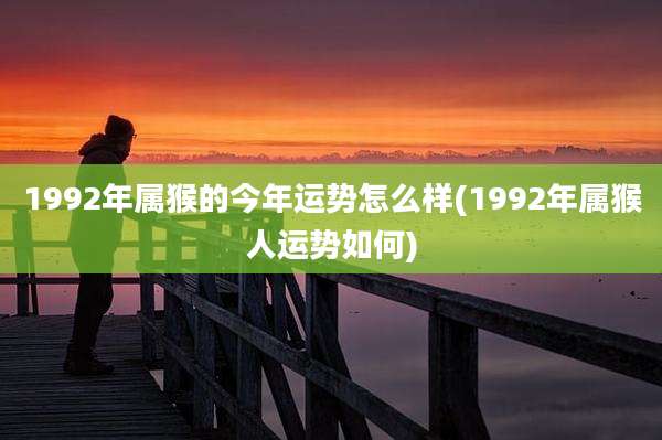 1992年属猴的今年运势怎么样(1992年属猴人运势如何)