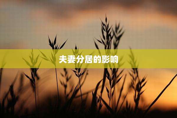 夫妻分居的影响