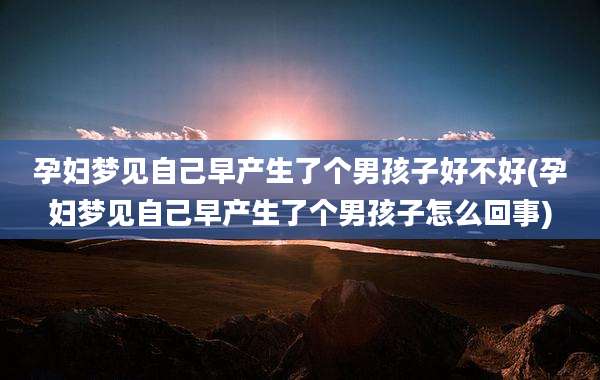 孕妇梦见自己早产生了个男孩子好不好(孕妇梦见自己早产生了个男孩子怎么回事)