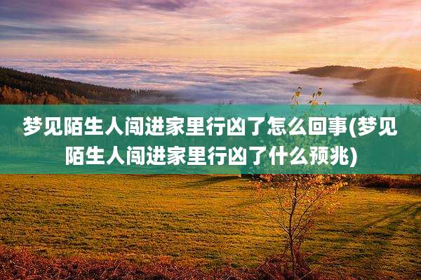 梦见陌生人闯进家里行凶了怎么回事(梦见陌生人闯进家里行凶了什么预兆)