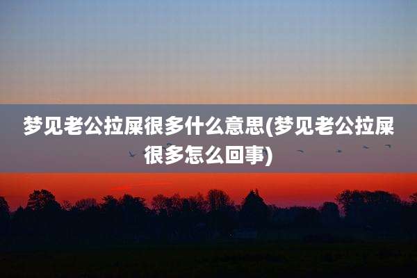 梦见老公拉屎很多什么意思(梦见老公拉屎很多怎么回事)