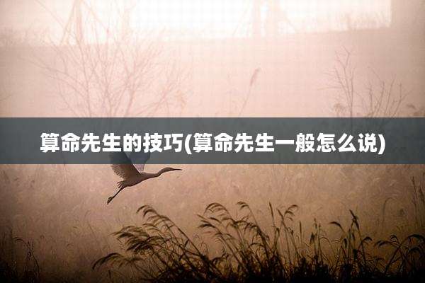 算命先生的技巧(算命先生一般怎么说)