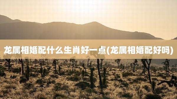 龙属相婚配什么生肖好一点(龙属相婚配好吗)