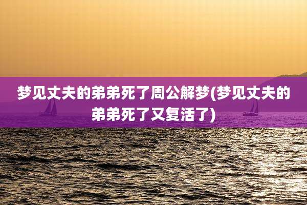 梦见丈夫的弟弟死了周公解梦(梦见丈夫的弟弟死了又复活了)
