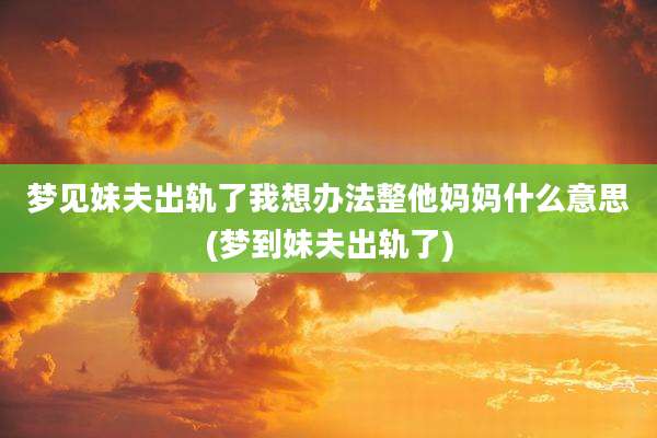 梦见妹夫出轨了我想办法整他妈妈什么意思(梦到妹夫出轨了)