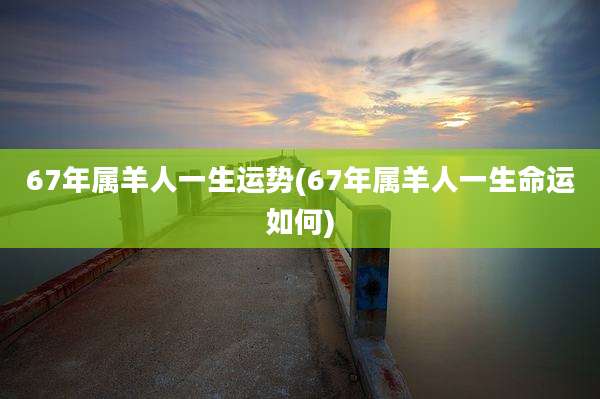 67年属羊人一生运势(67年属羊人一生命运如何)