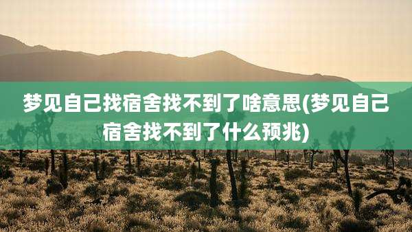 梦见自己找宿舍找不到了啥意思(梦见自己宿舍找不到了什么预兆)
