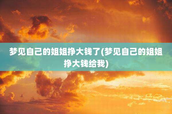 梦见自己的姐姐挣大钱了(梦见自己的姐姐挣大钱给我)