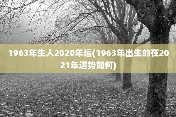 1963年生人2020年运(1963年出生的在2021年运势如何)