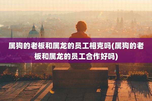 属狗的老板和属龙的员工相克吗(属狗的老板和属龙的员工合作好吗)