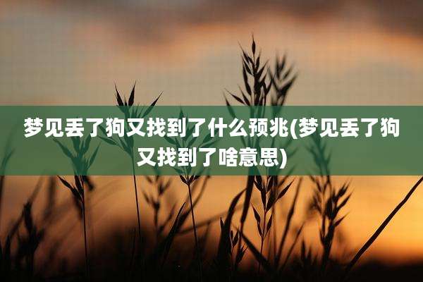 梦见丢了狗又找到了什么预兆(梦见丢了狗又找到了啥意思)