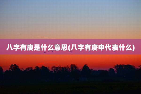 八字有庚是什么意思(八字有庚申代表什么)