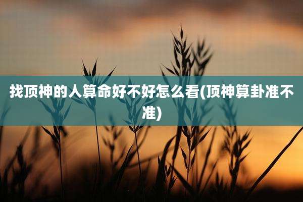 找顶神的人算命好不好怎么看(顶神算卦准不准)