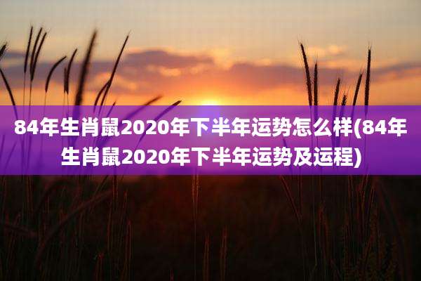 84年生肖鼠2020年下半年运势怎么样(84年生肖鼠2020年下半年运势及运程)
