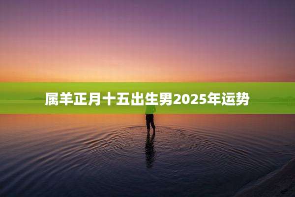 属羊正月十五出生男2025年运势
